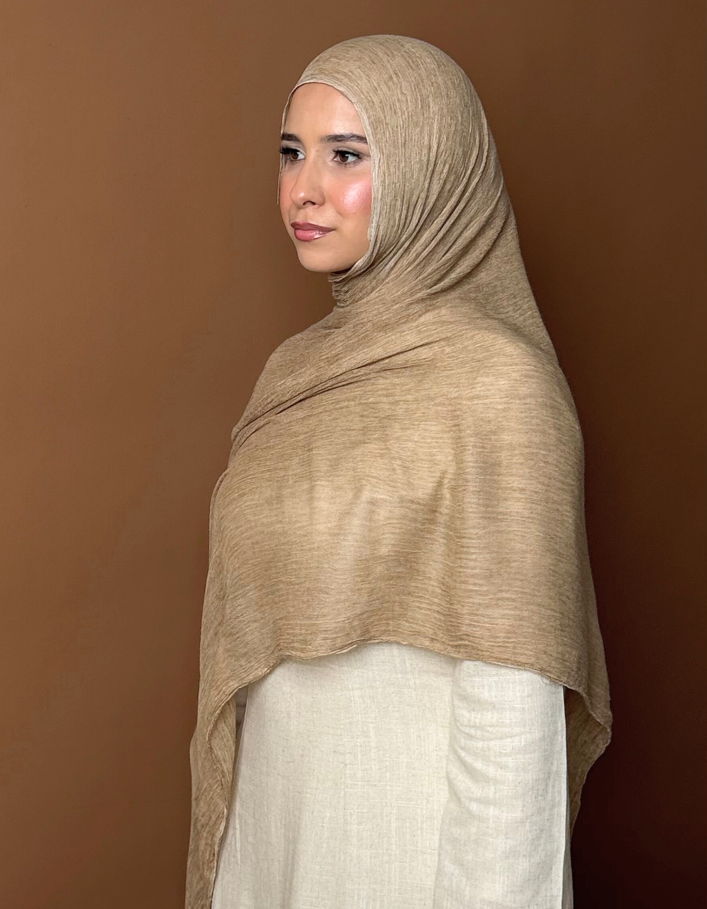 Tan Hijab and Cap